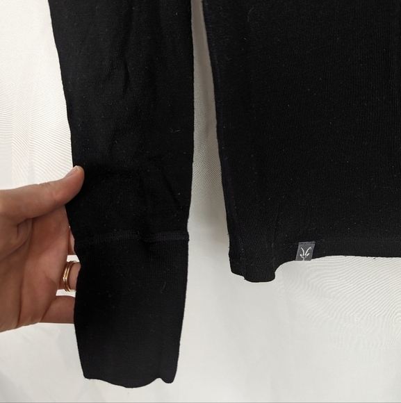 Ibex Woolies 220 Black Merino Wool Quarter Zip Pullover Baselayer Top - Picture 3 of 7